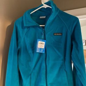 Columbia teal blue fleece jacket medium zip - NEW